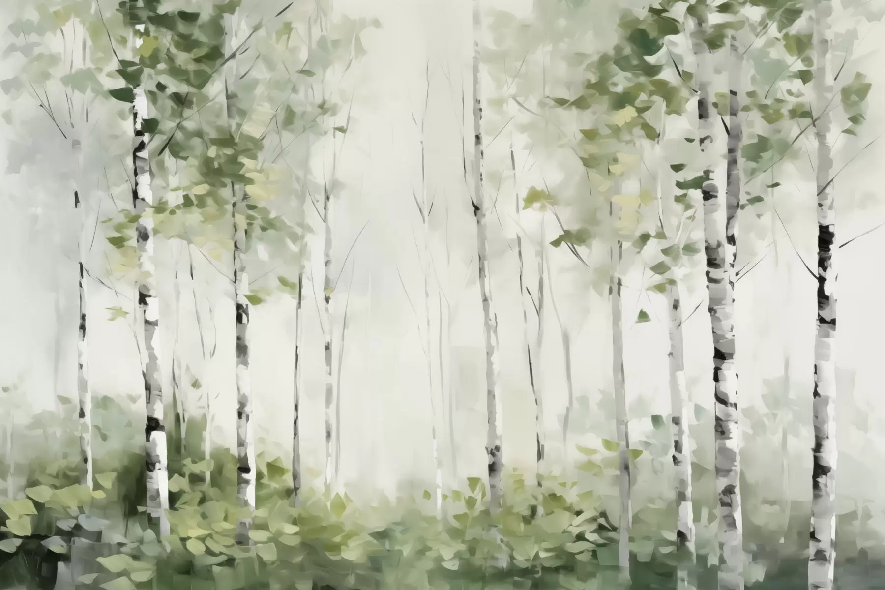 peintures murales Peinture imitation forêt de feuillus w04234