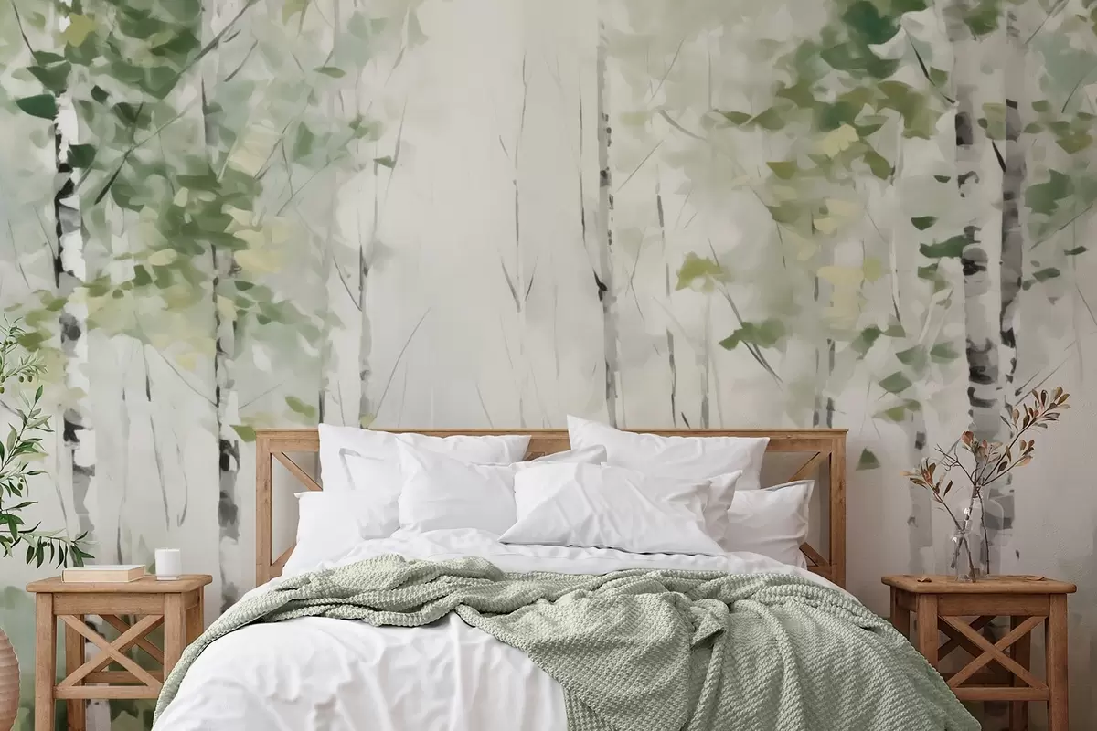 Wall Mural Photo Wallpaper Deciduous forest imitation painting w04234