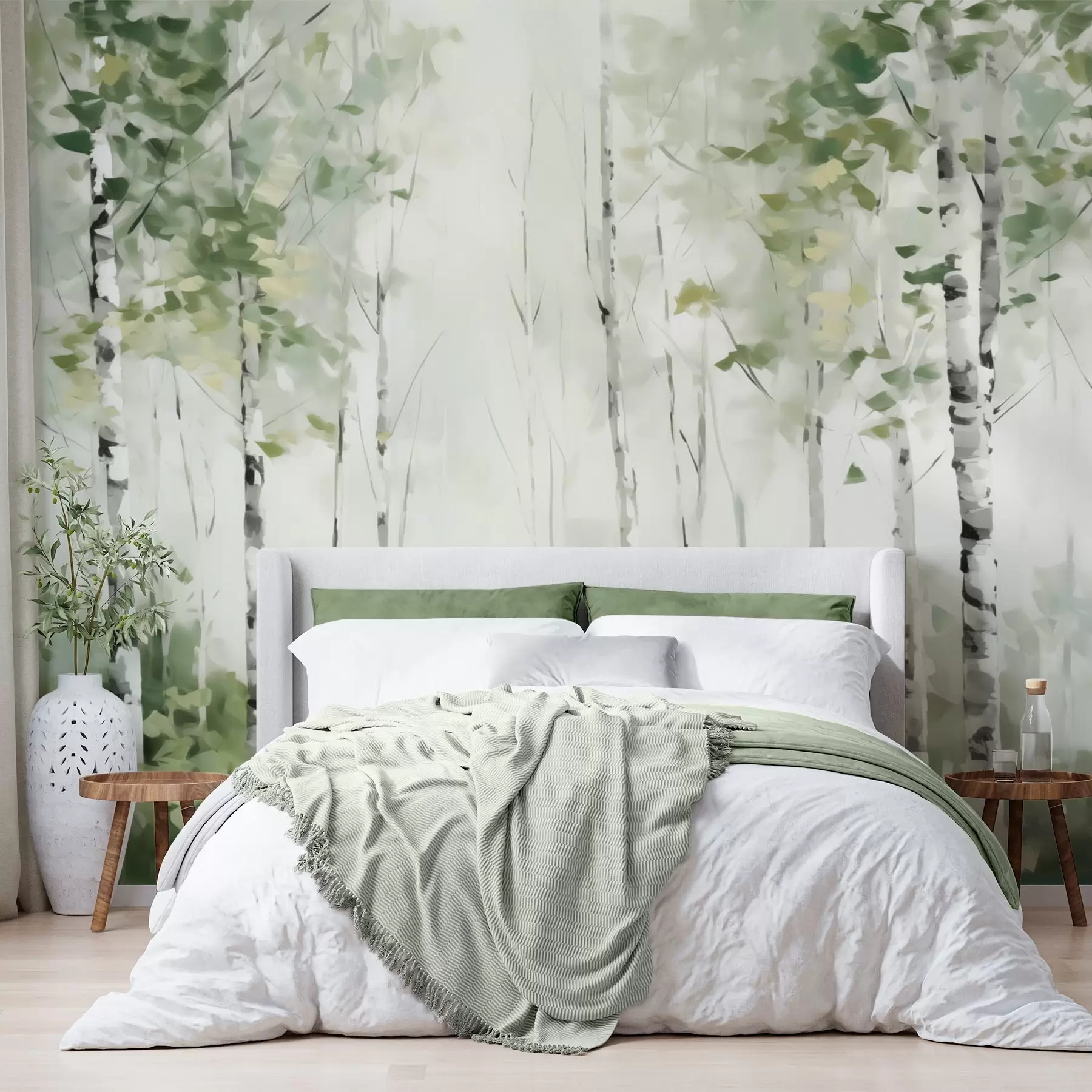 Wall Mural Photo Wallpaper Deciduous forest imitation painting w04234
