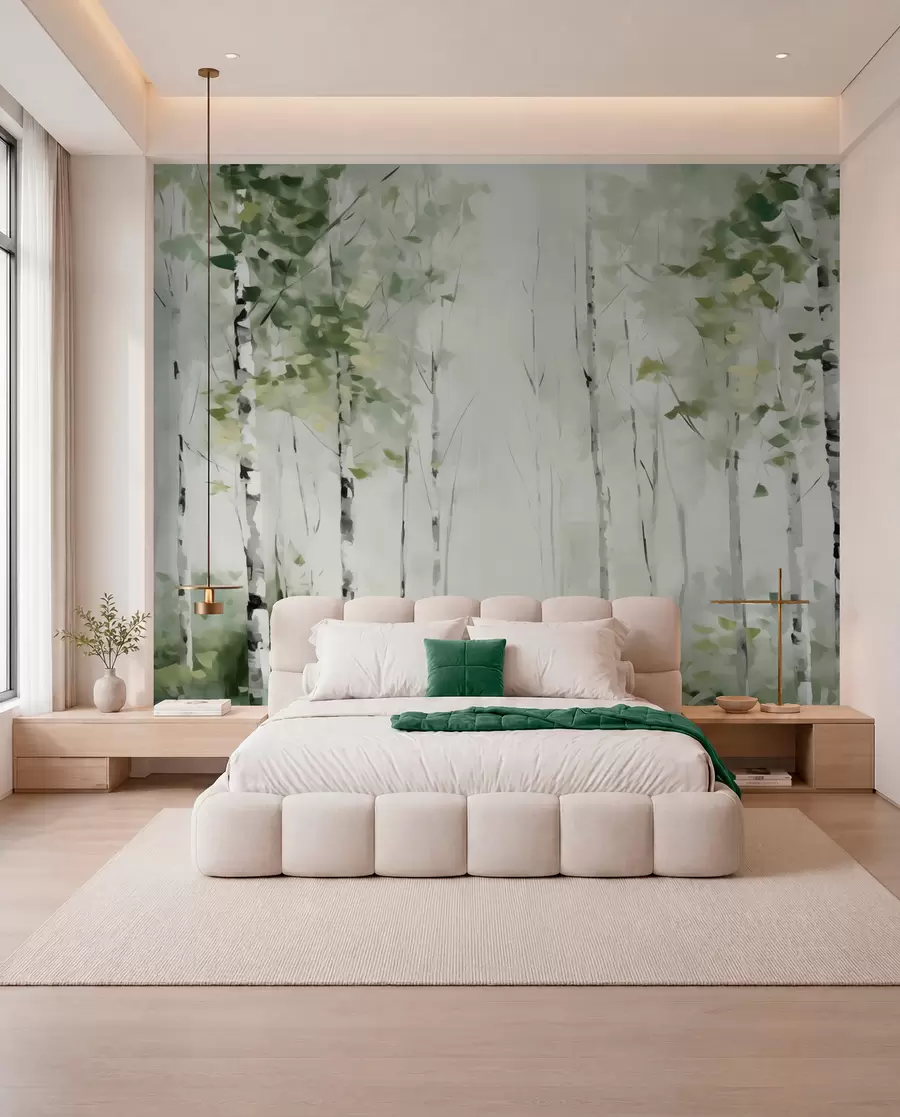 peintures murales Peinture imitation forêt de feuillus w04234
