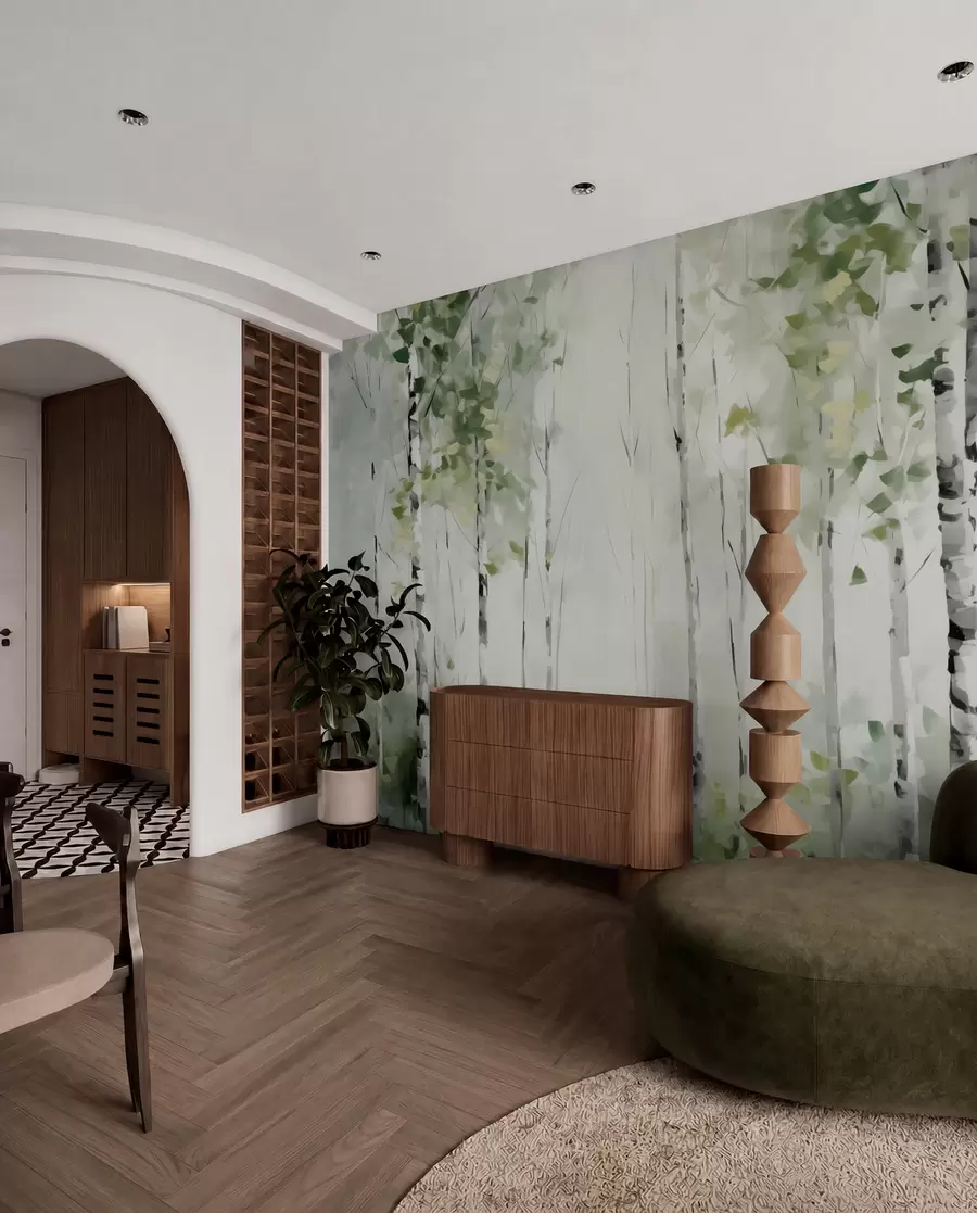 Wall Mural Photo Wallpaper Deciduous forest imitation painting w04234
