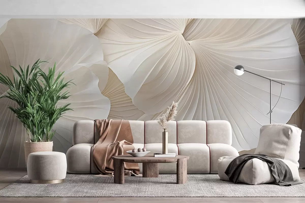 wall murals petals, flowers, white, cream, texture, tenderness, decorative w04216