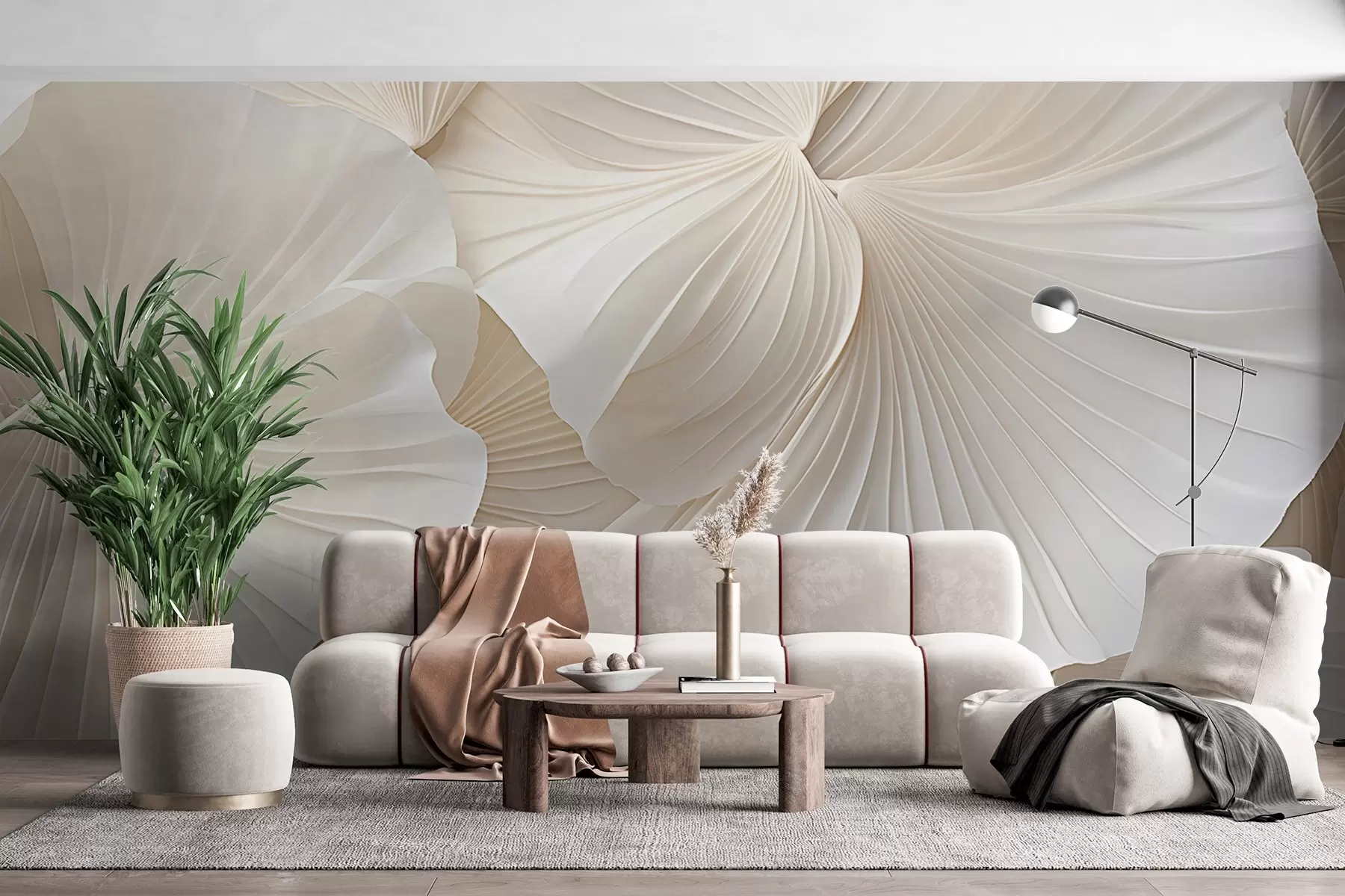 peintures murales pétales, fleurs, blanc, crème, texture, tendresse, décoratif w04216