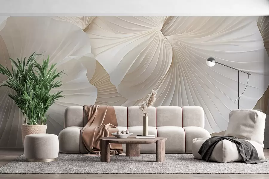 wall murals petals, flowers, white, cream, texture, tenderness, decorative w04216