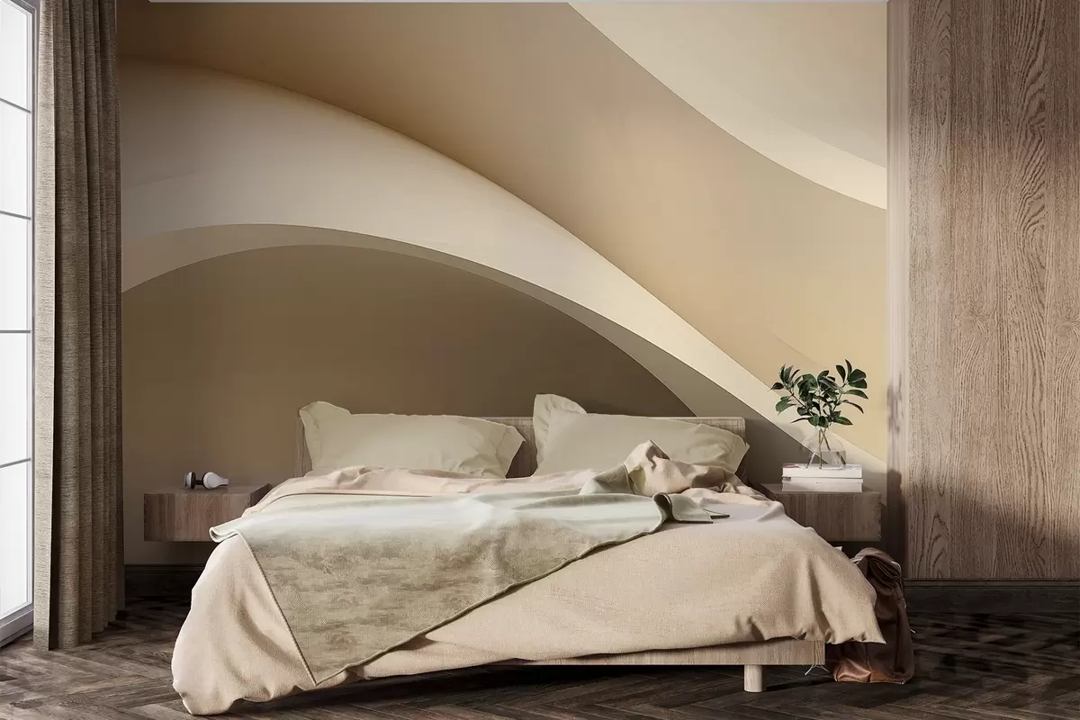 wall murals abstraction, waves, soft curves, beige, smooth, lines, modern w04217