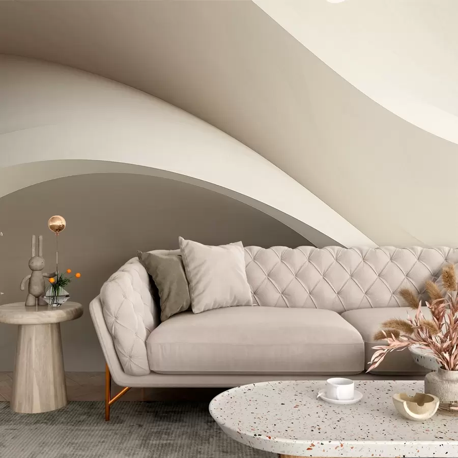 murais de parede abstração, ondas, curvas suaves, bege, suave, linhas, moderno w04217v1