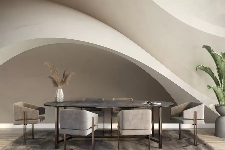 Wall Mural Photo Wallpaper abstraction, waves, soft curves, beige, smooth, lines, modern w04217v1