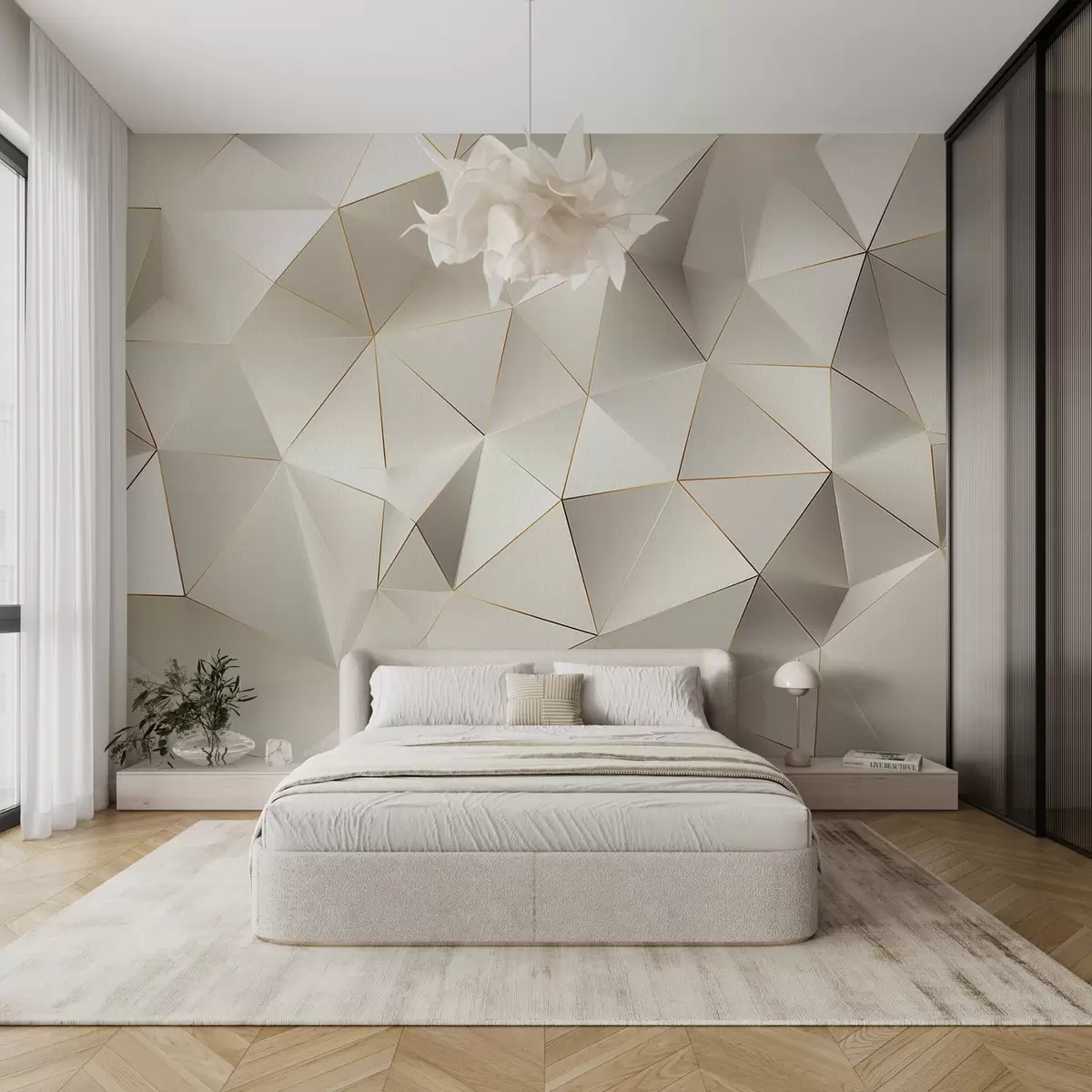 Wall Mural Photo Wallpaper geometry, abstraction, light, facets, pattern, structure w04236