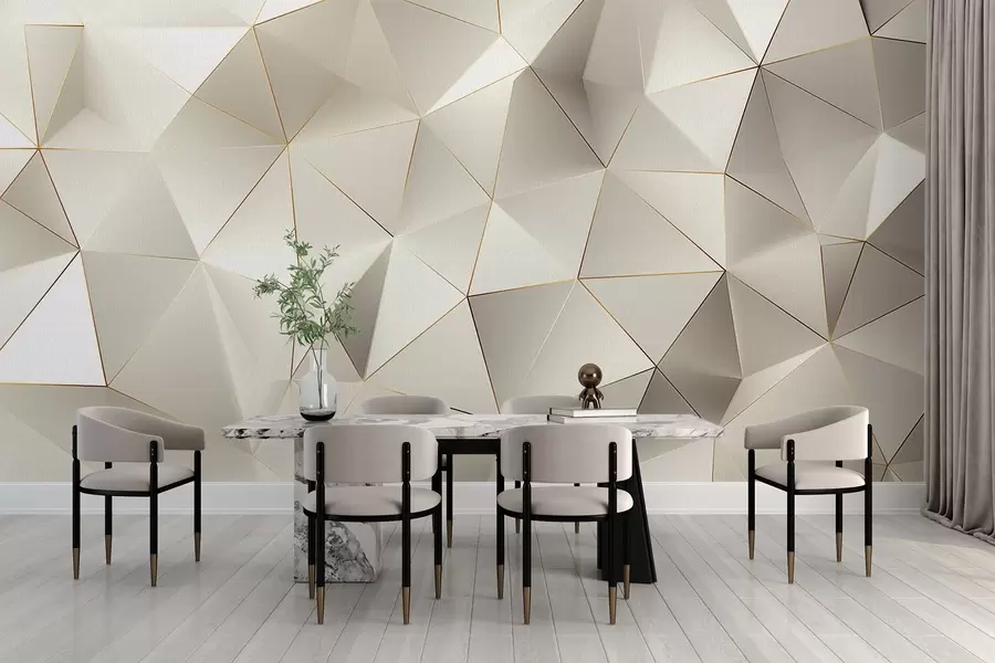 peintures murales géométrie, abstraction, lumière, facettes, motif, structure w04236