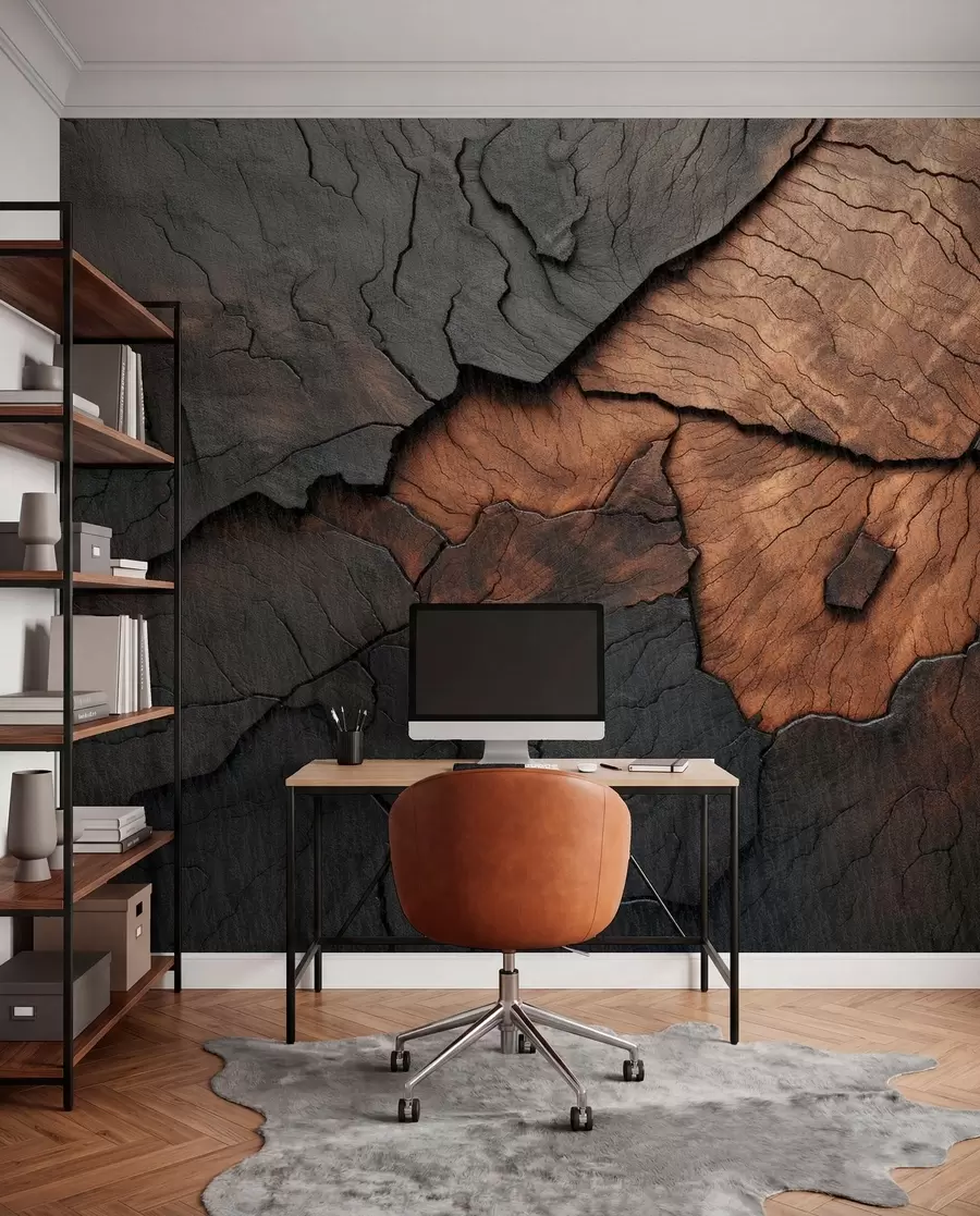 wall murals wood, texture, cracks, dark, bark, surface w04237