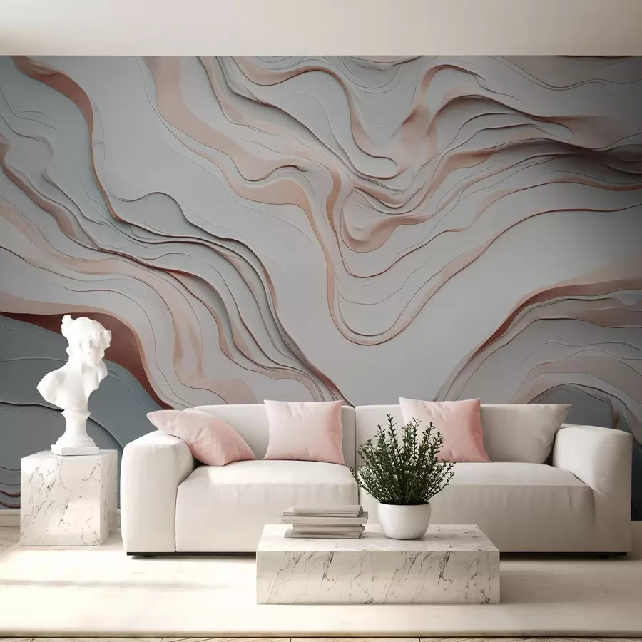 Wall Mural Photo Wallpaper layers, waves, abstraction, pink, grey, soft shapes, w04255v1