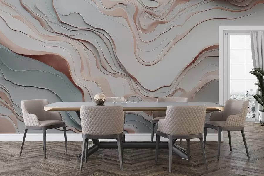 Wall Mural Photo Wallpaper layers, waves, abstraction, pink, grey, soft shapes, w04255v1