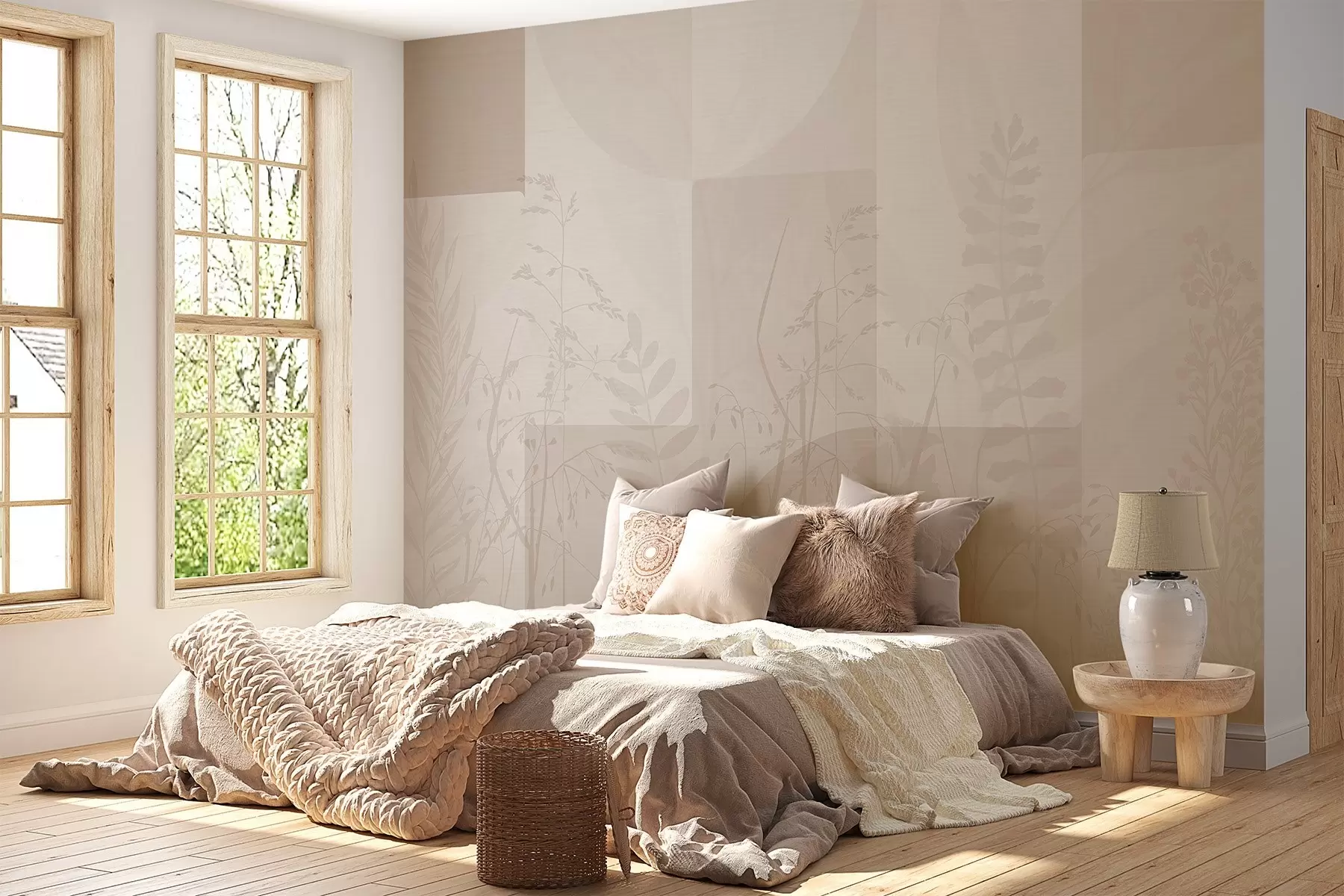 murales Abstracción con plantas, geometría w04240