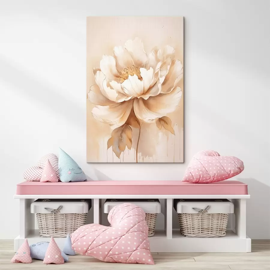 murales Flor beige con hojas s45082