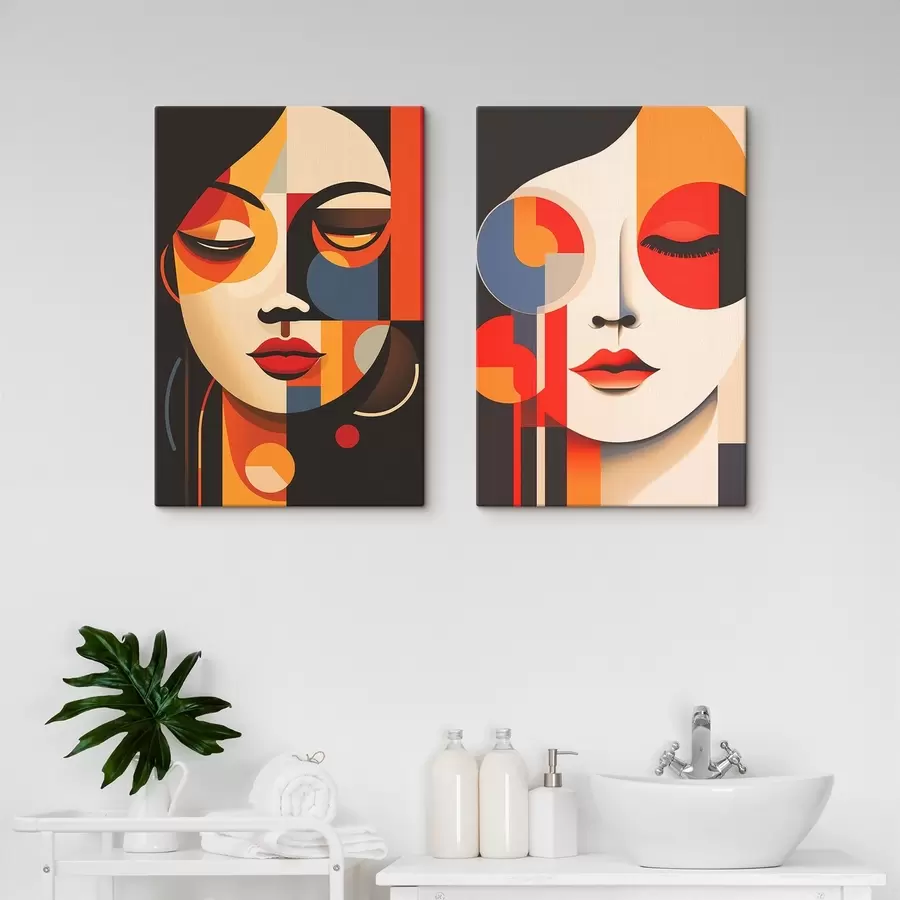 murales Retratos geométricos de mujer m00501