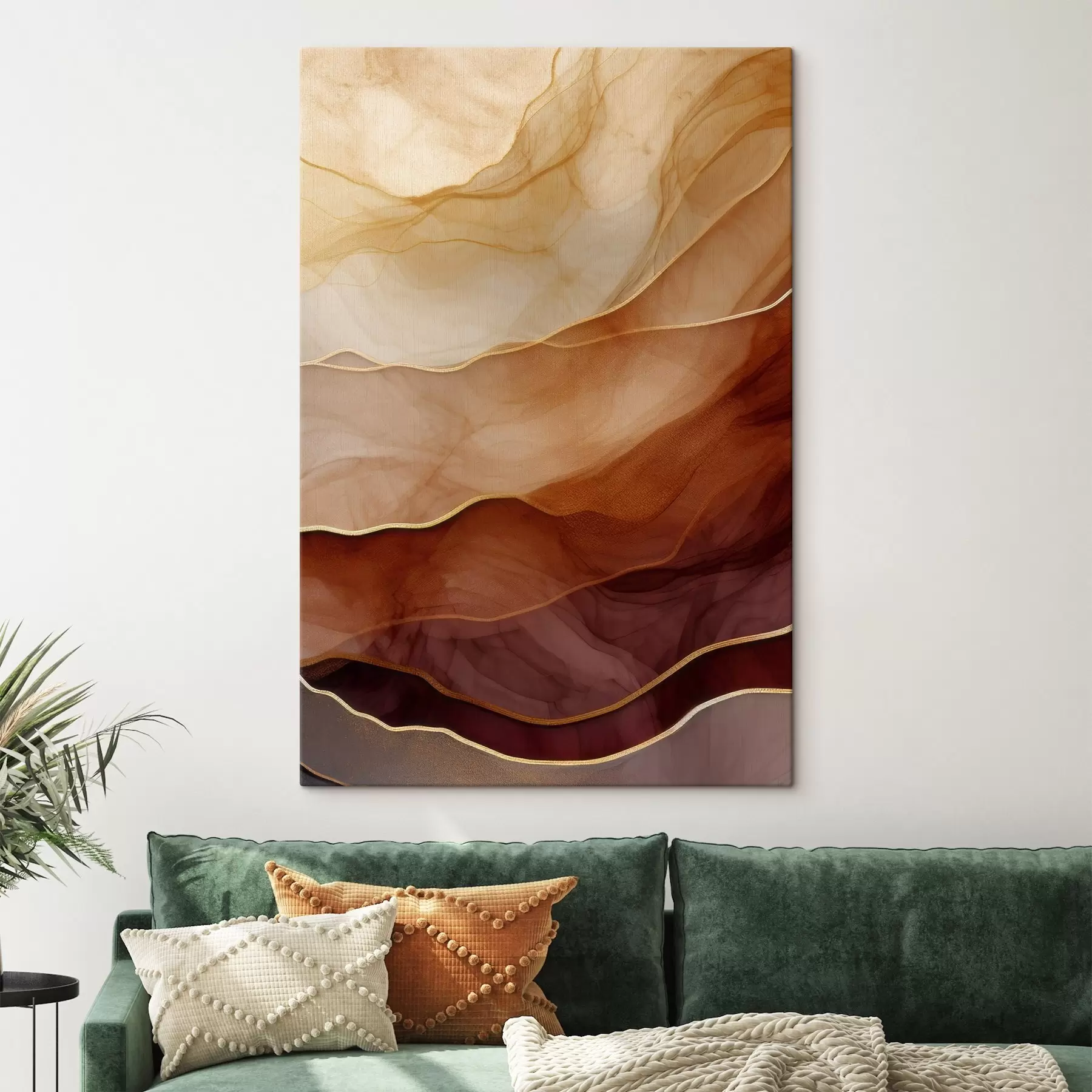 wall murals fluid, sand, layers, minimal, soft lines, warm tones, natural, motion s45090