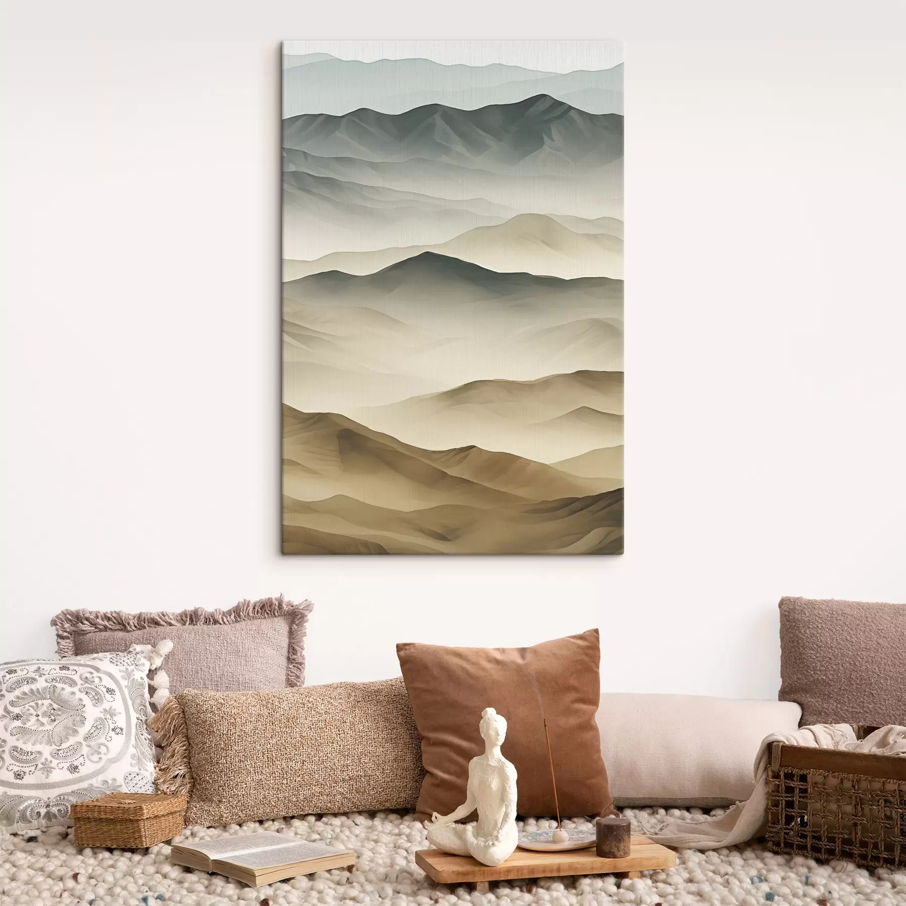 murales montañas, capas, niebla, degradado suave, natural, beige, abstracto, paisaje s45095
