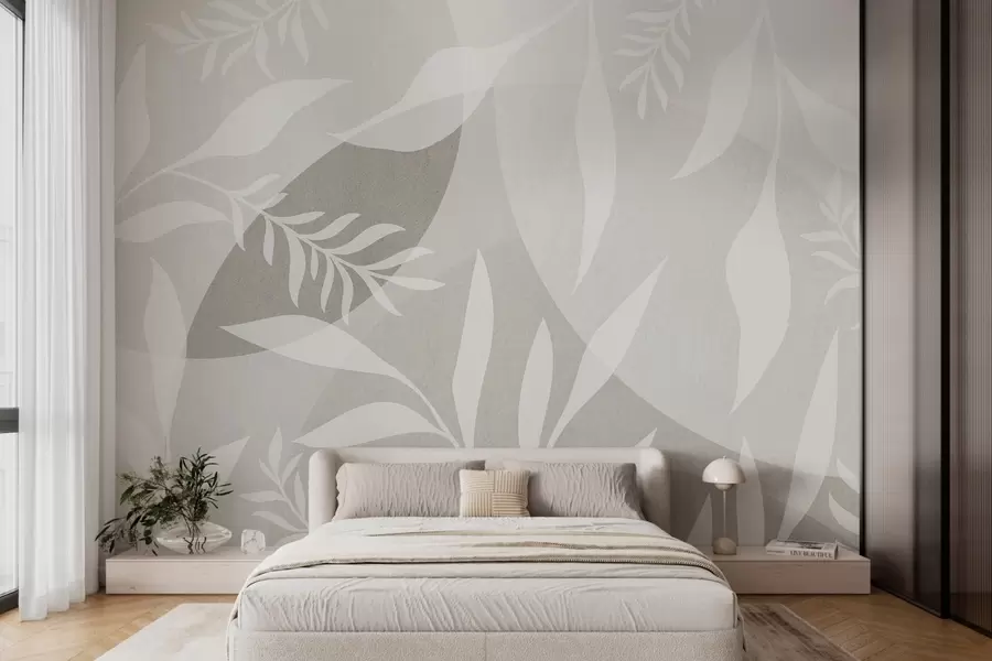 Wall Mural Photo Wallpaper Silhouettes of twigs against a background of abstract circles w04270