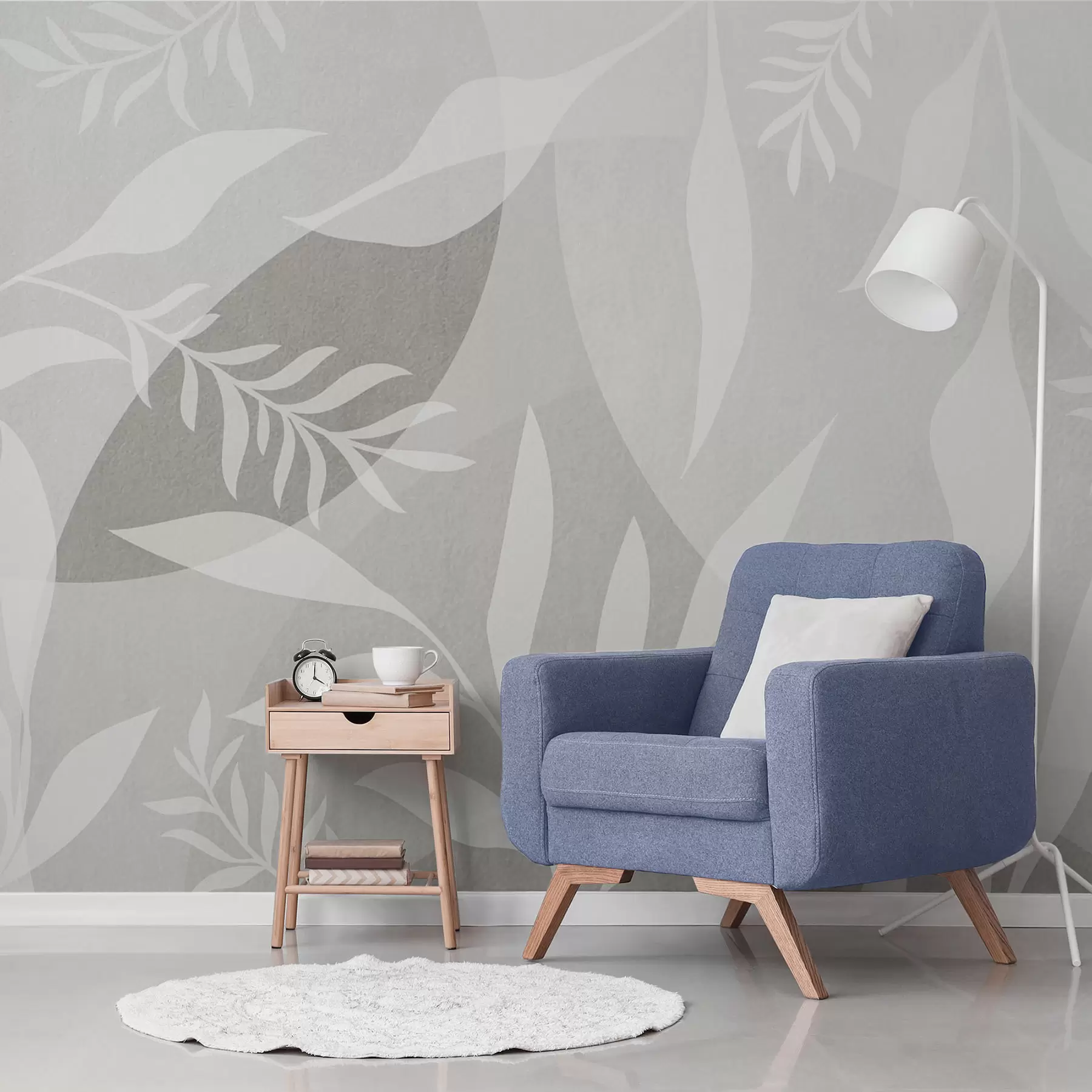 peintures murales Silhouettes de brindilles sur fond de cercles abstraits w04270