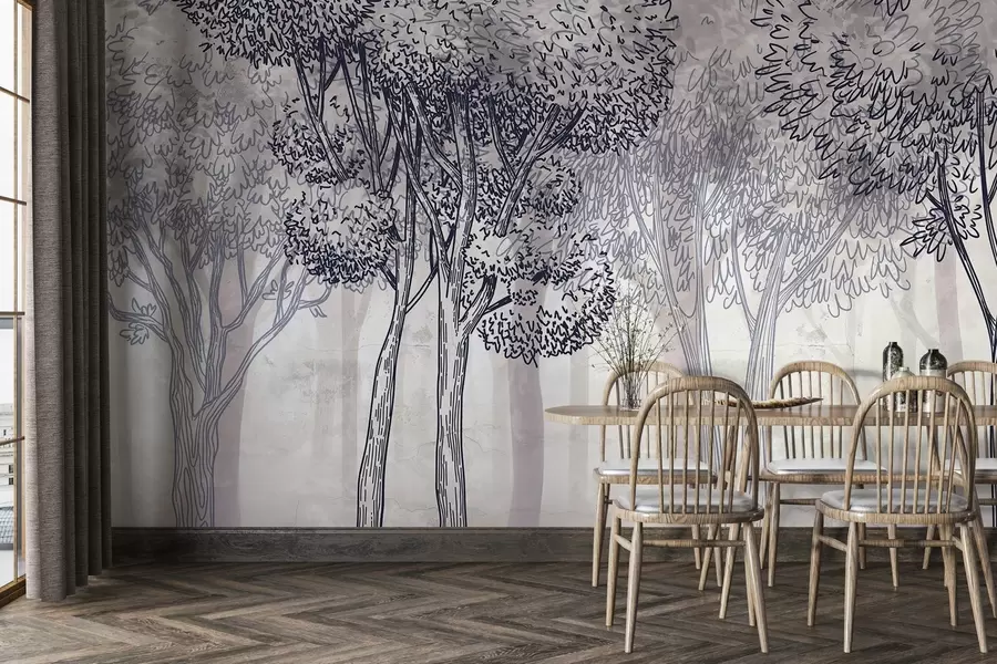 Wall Mural Photo Wallpaper Lush leafy trees w04251v1