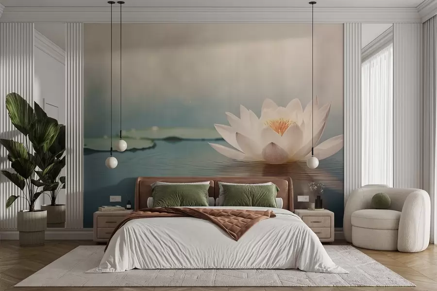 Wall Mural Photo Wallpaper White lotus flower on the water w04272