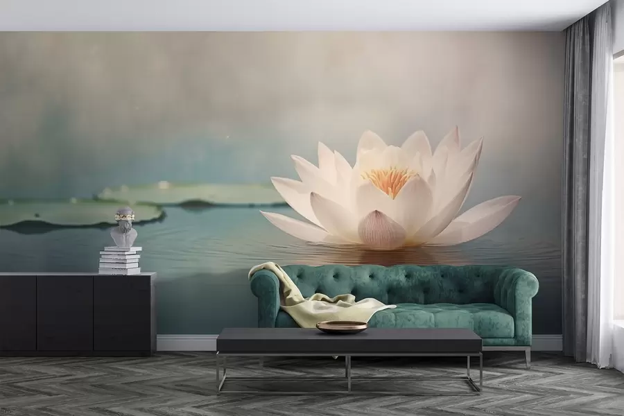 Wall Mural Photo Wallpaper White lotus flower on the water w04272