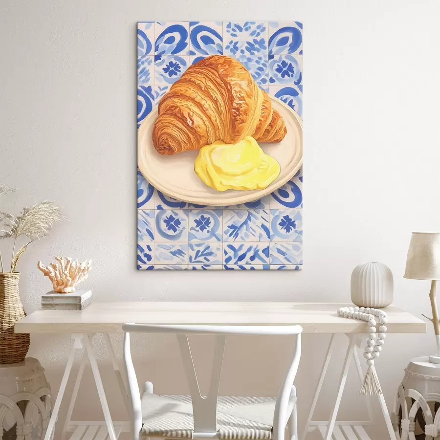 murales Croissant con mantequilla en un plato s45146