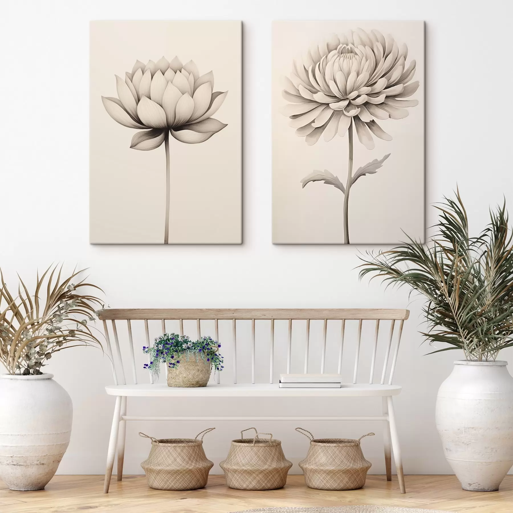 wall murals Lotus and chrysanthemum m00475