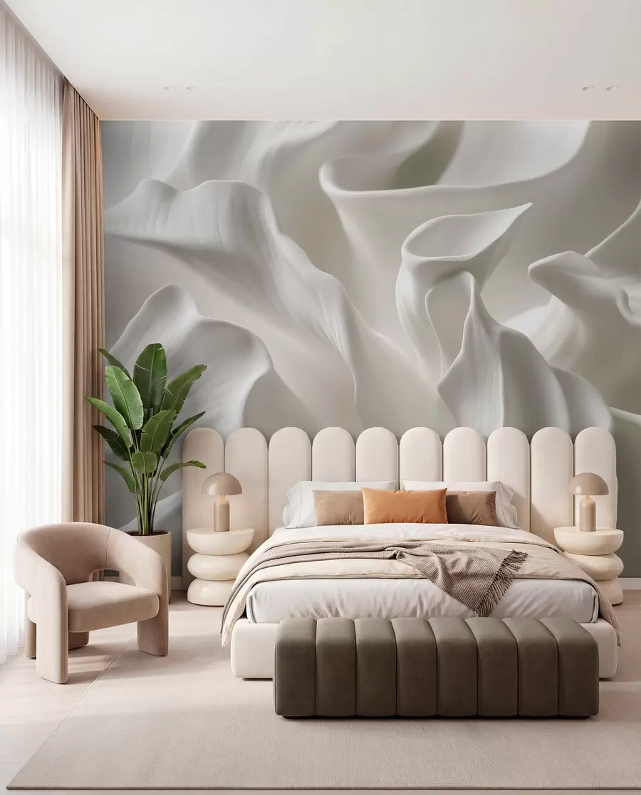 peintures murales pétales ondulés avec imitation de volume w04212