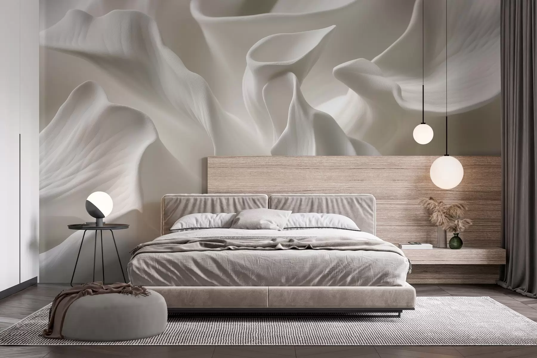 wall murals wavy petals with imitation of volume w04212