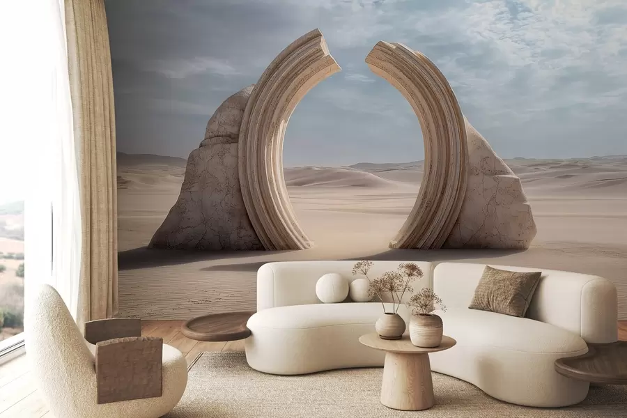 Wall Mural Photo Wallpaper surrealistic desert landscape with a large architectural arch w04284