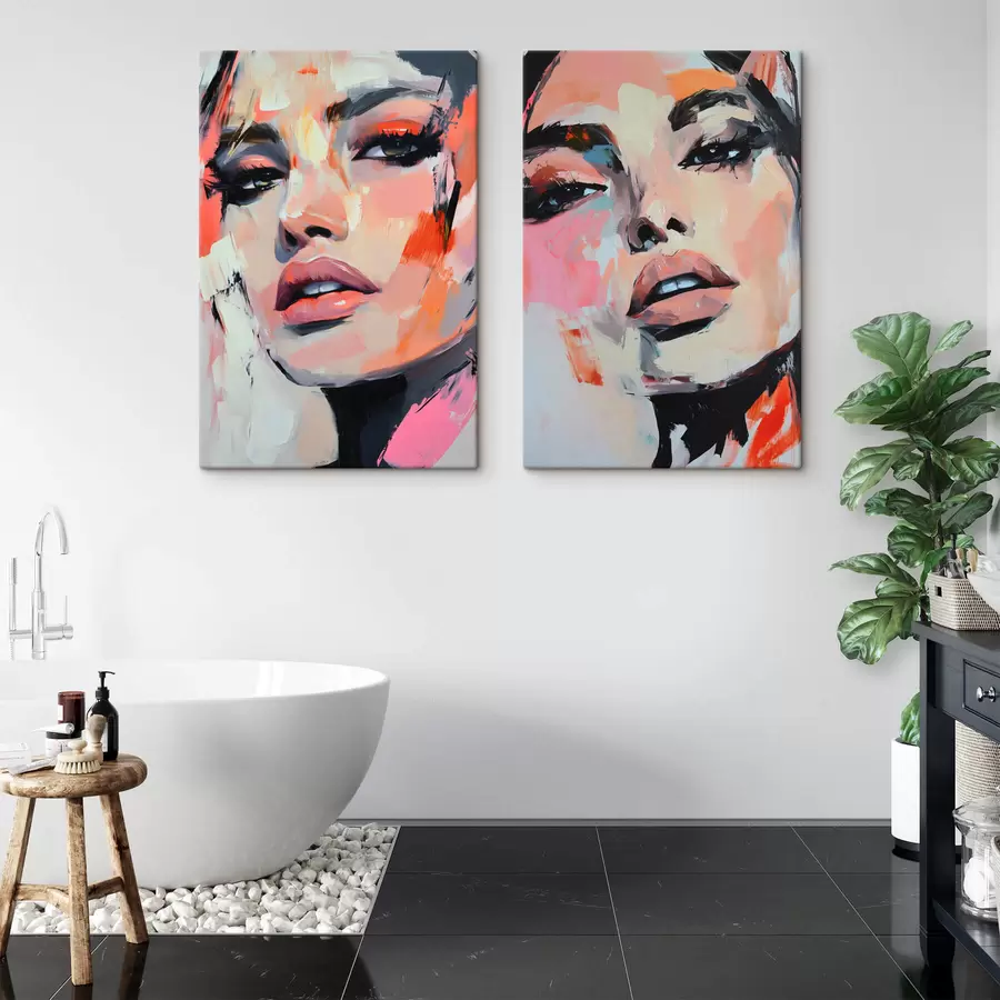 wall murals Portraits of women with imitation strokes m00508