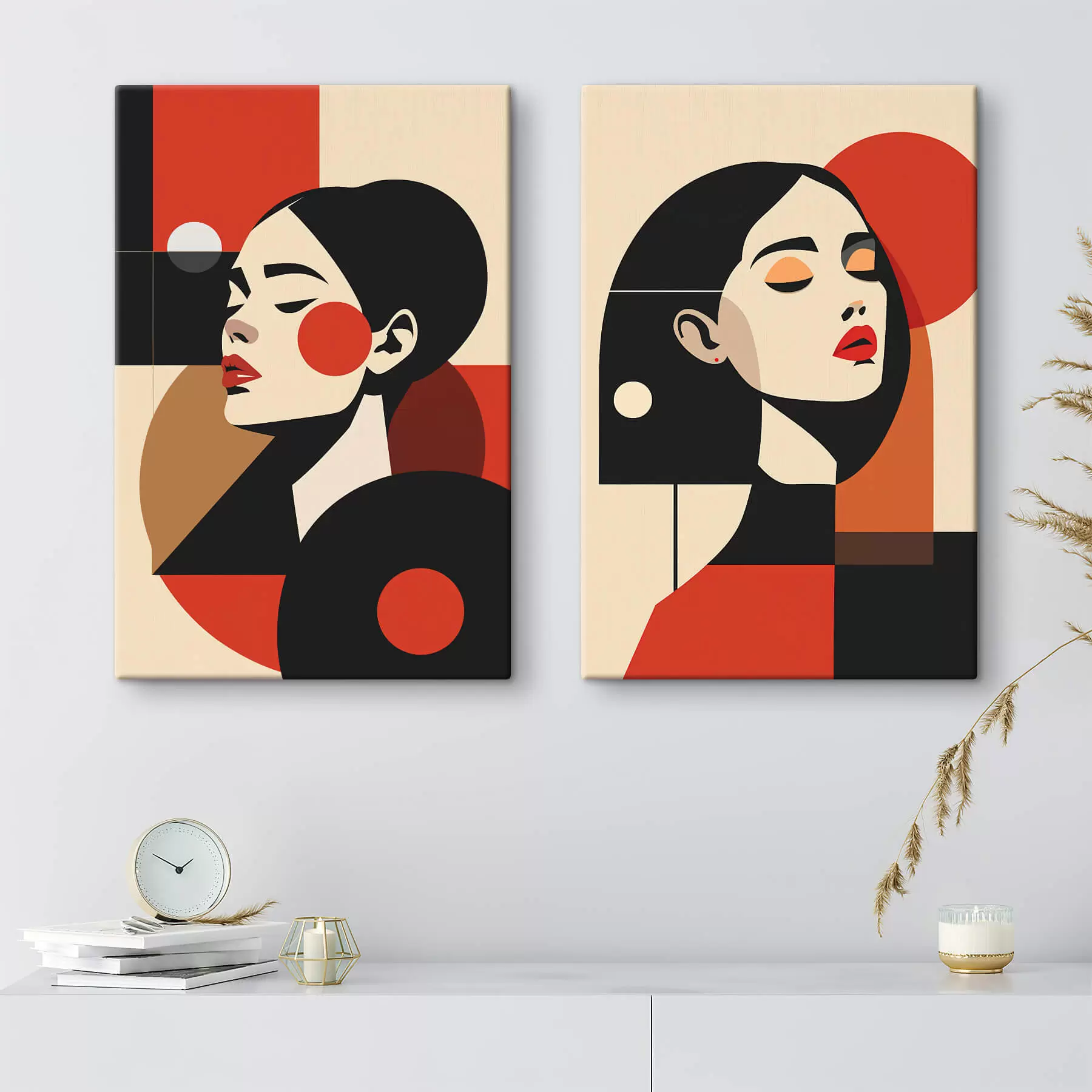 wall murals Portraits of women in the Bauhaus style m00516