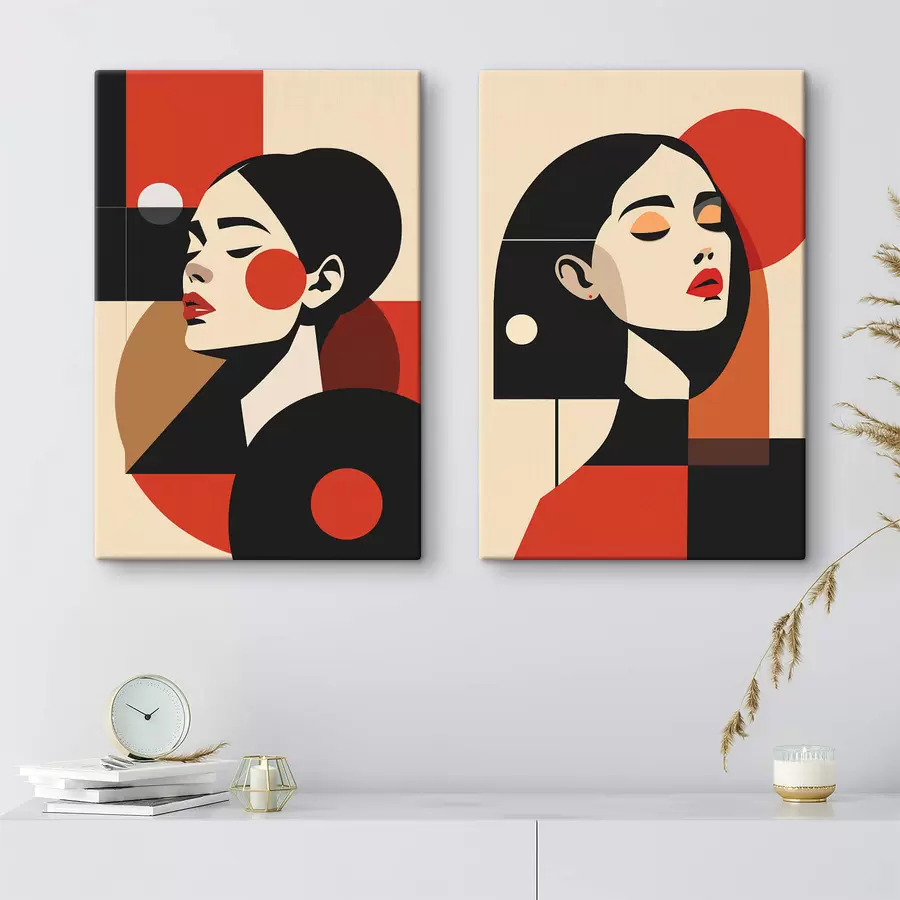 wall murals Portraits of women in the Bauhaus style m00516