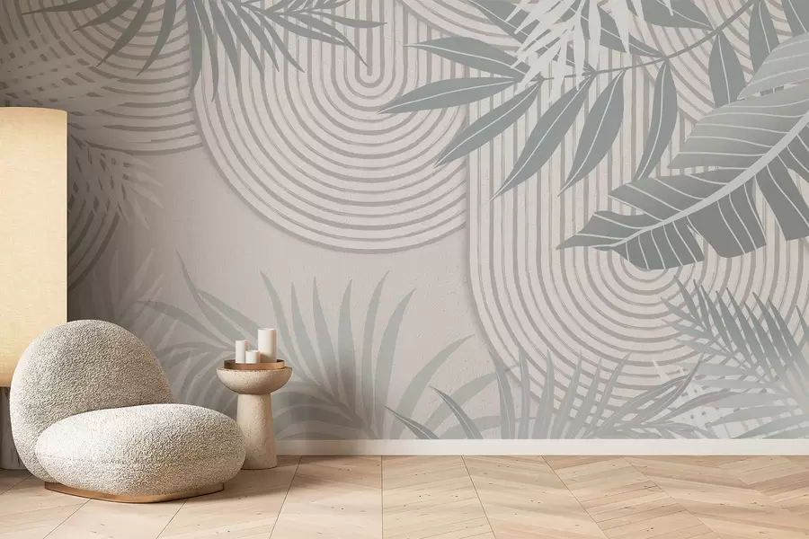 wall murals Abstraction with plant branches w04295