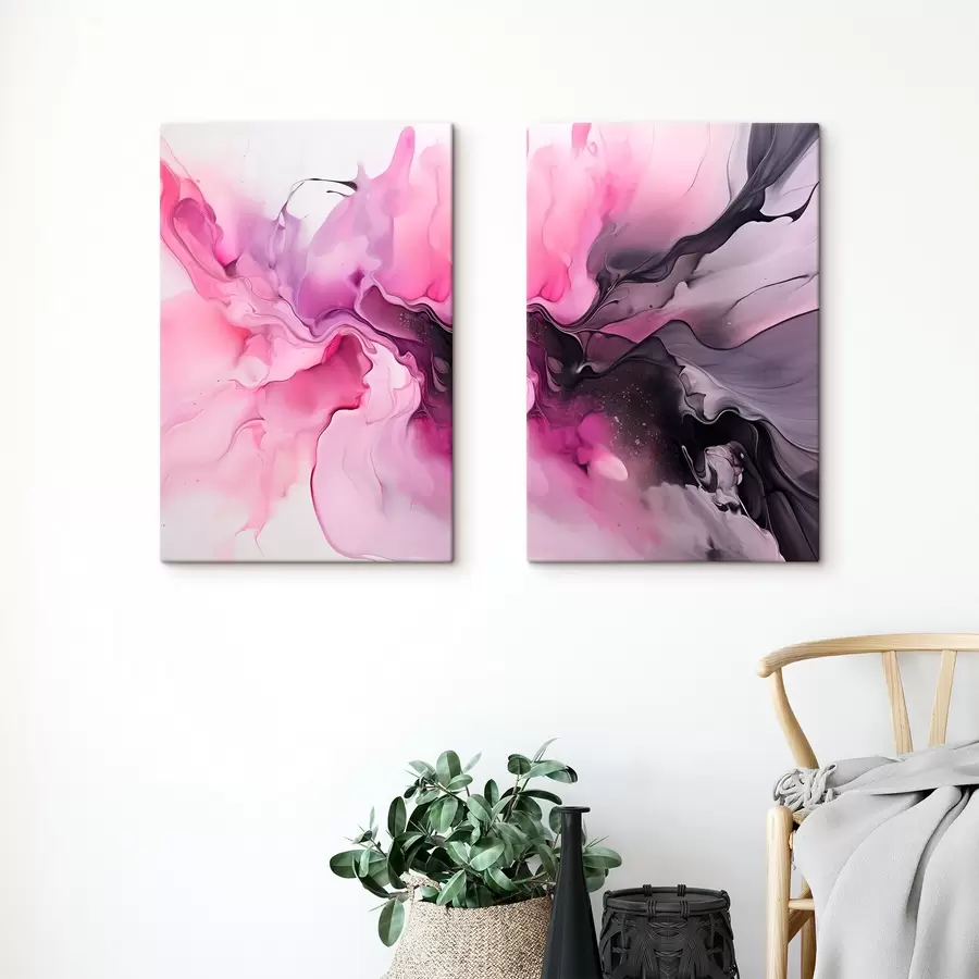 wall murals Abstract swirls of pink, purple, and black blend together in a fluid , organic composition, creating a sense of movement  m00532