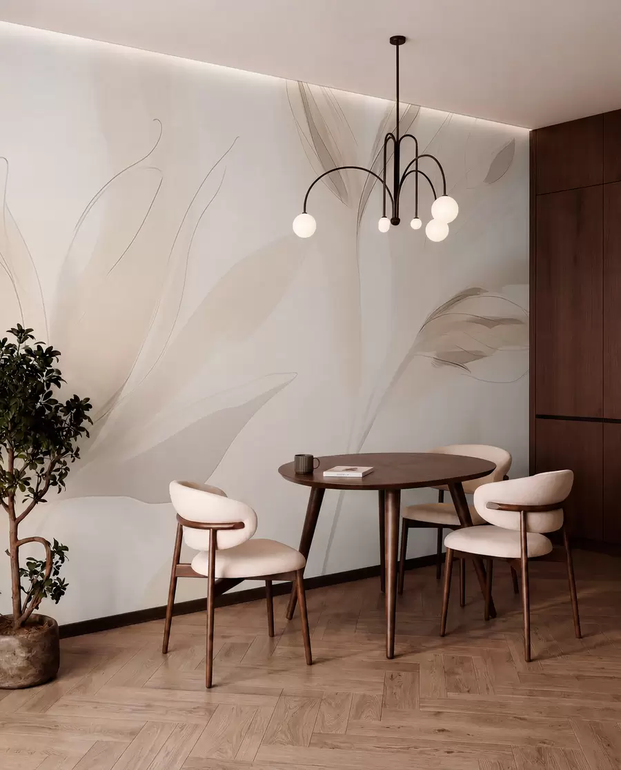 wall murals Light abstract leaves w04243