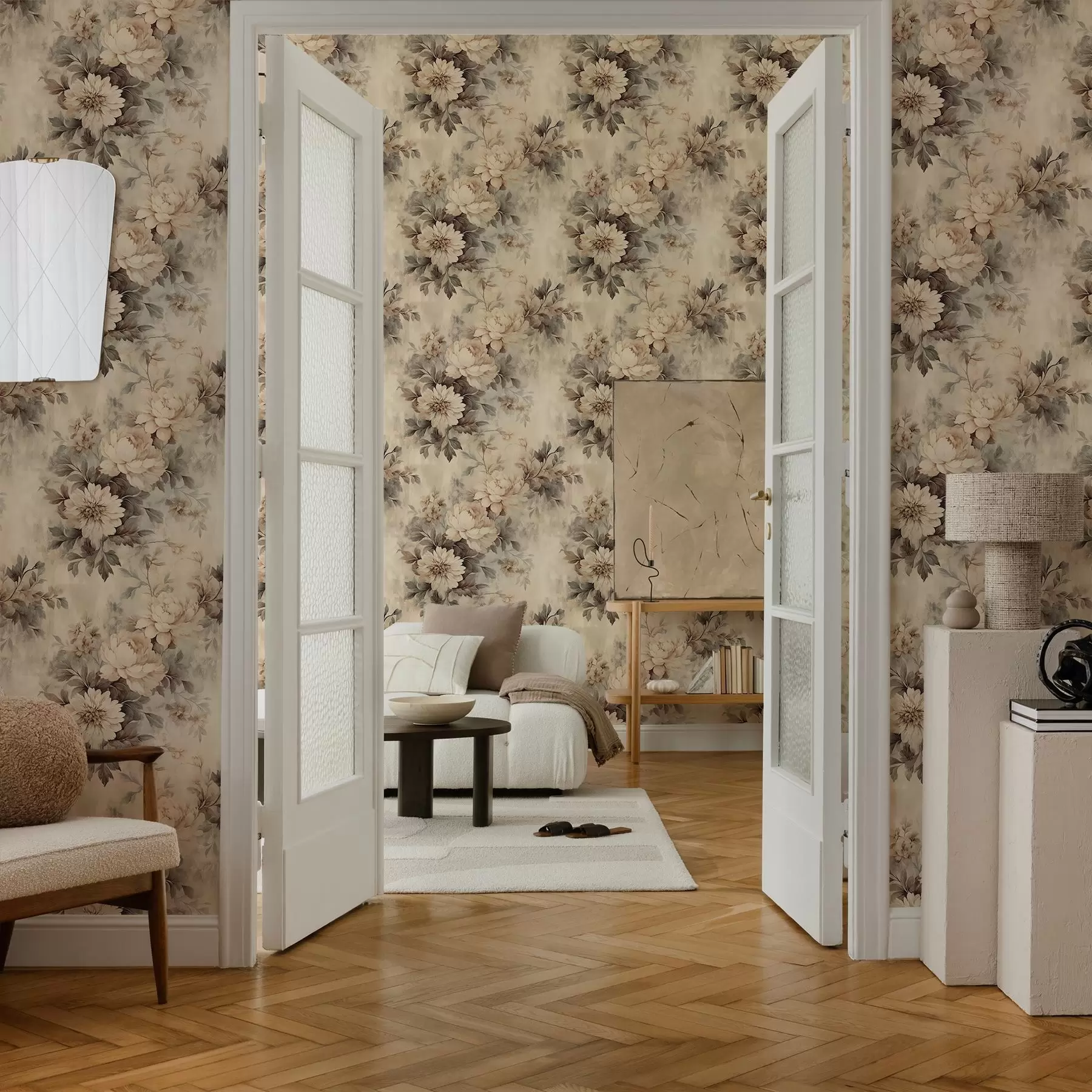 Wall Mural Photo Wallpaper Vintage Watercolor Flowers