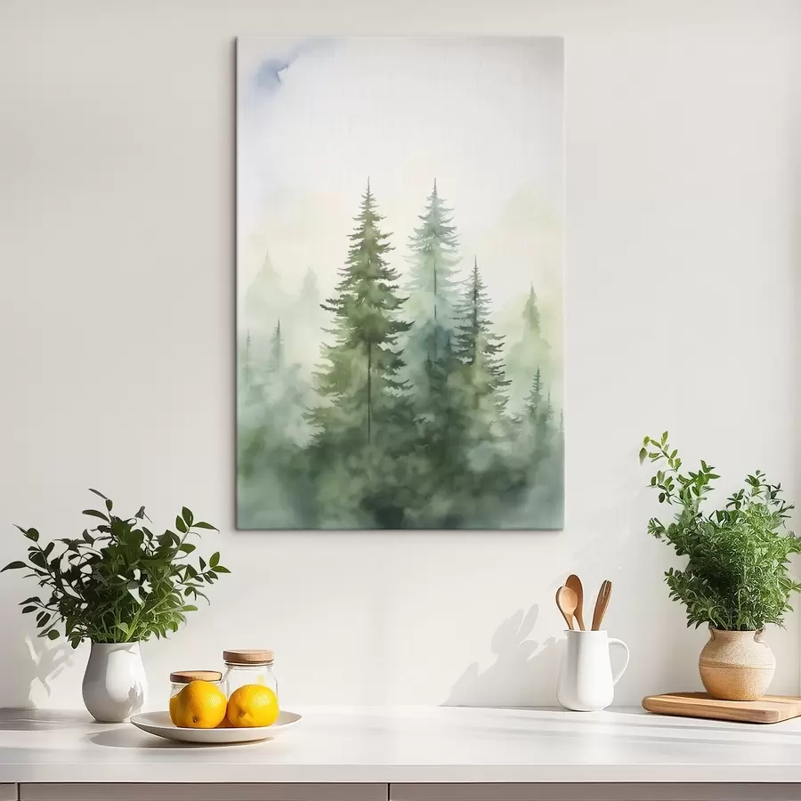 wall murals Fir trees in the fog s45208