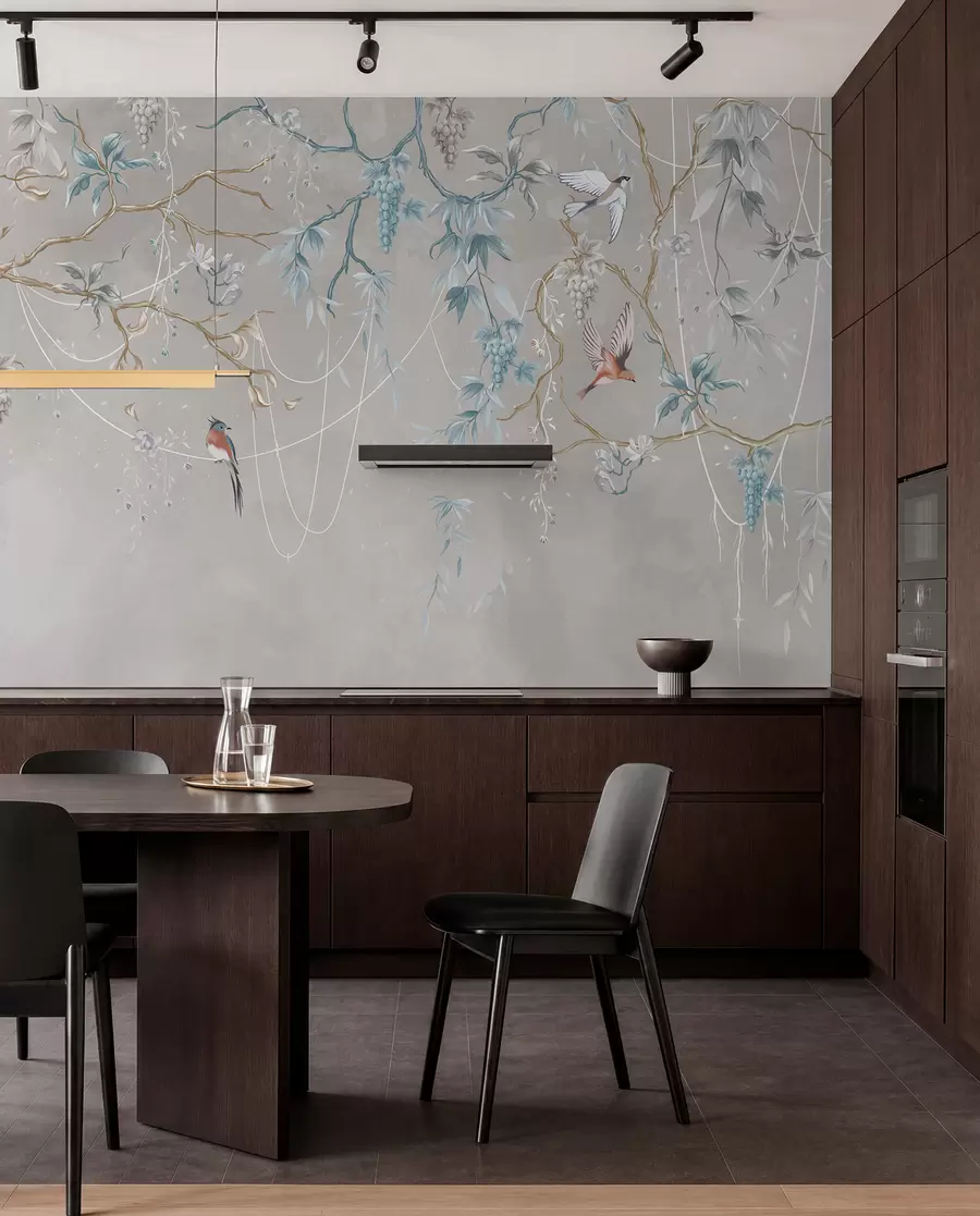 wall murals Variant with a very light background and blue accents w04302v2