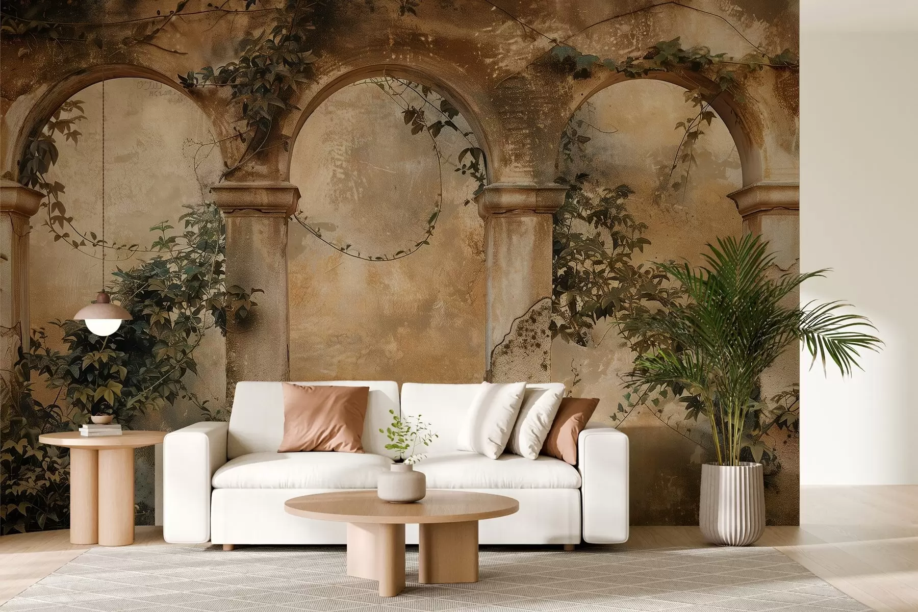 murales arcos retro tintados con hiedra w04304