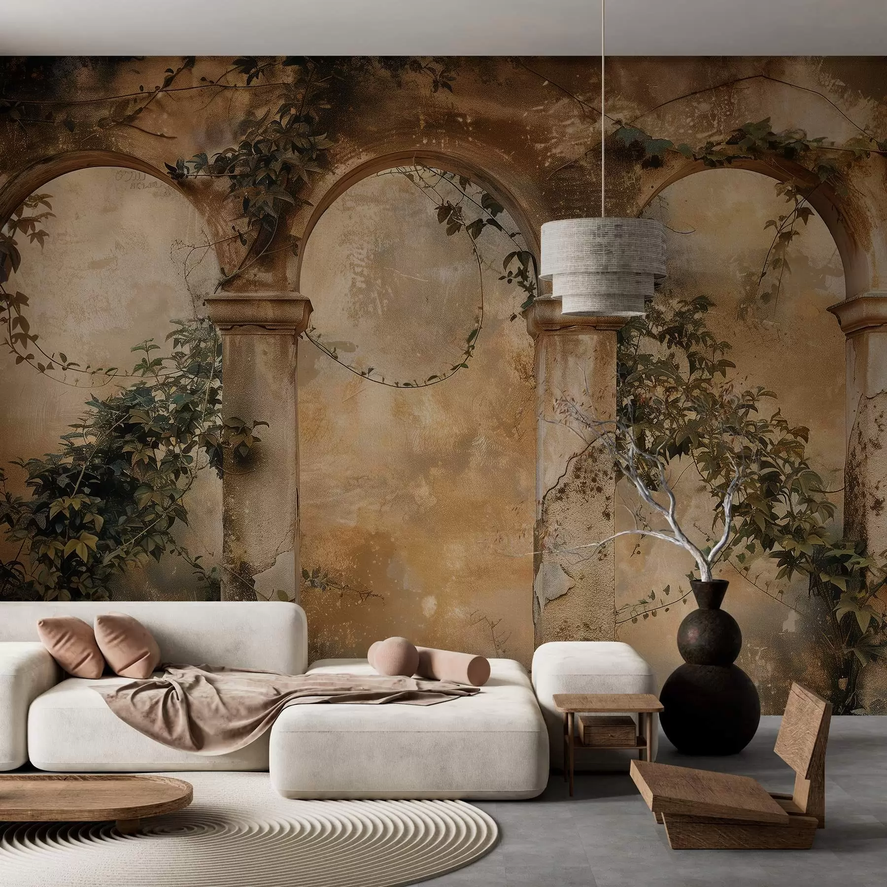 Wall Mural Photo Wallpaper tinted retro arches with ivy w04304