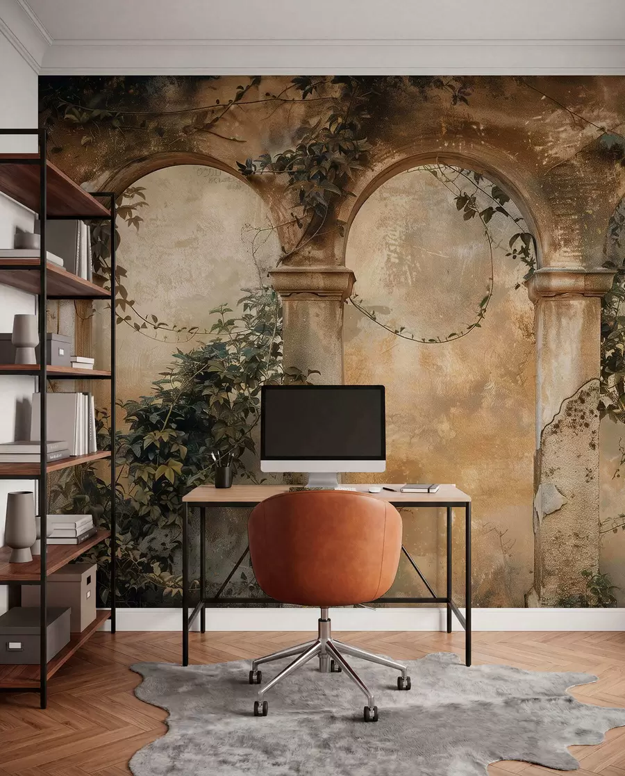peintures murales arches rétro teintées avec lierre w04304