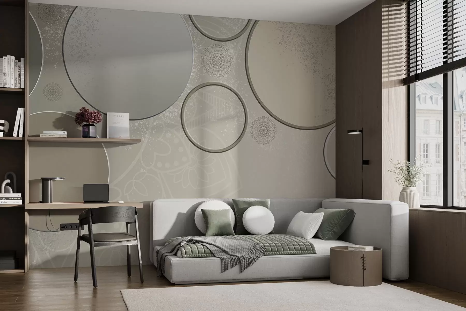 Wall Mural Photo Wallpaper Variety of circles on a translucent background w09181