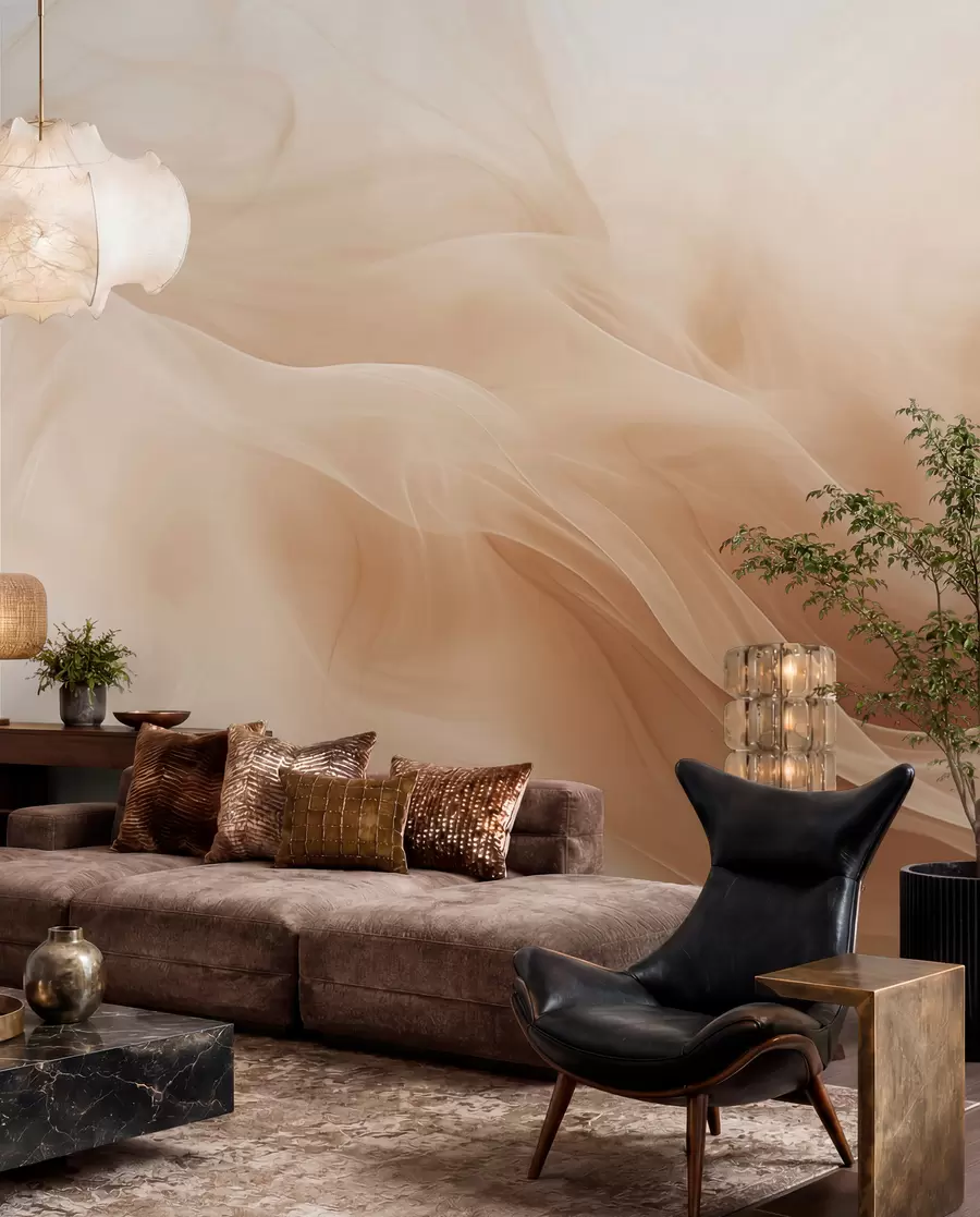 murales Ondas ahumadas beige en estilo abstracto w09273