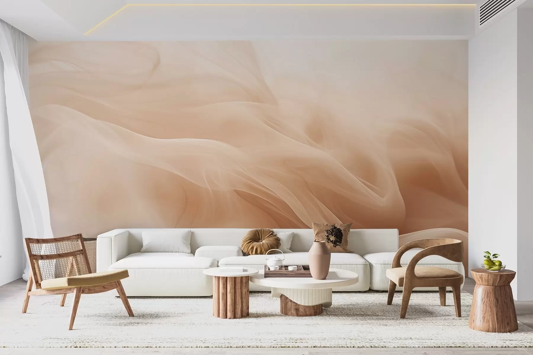 Wall Mural Photo Wallpaper Beige smoky waves in abstract style w09273