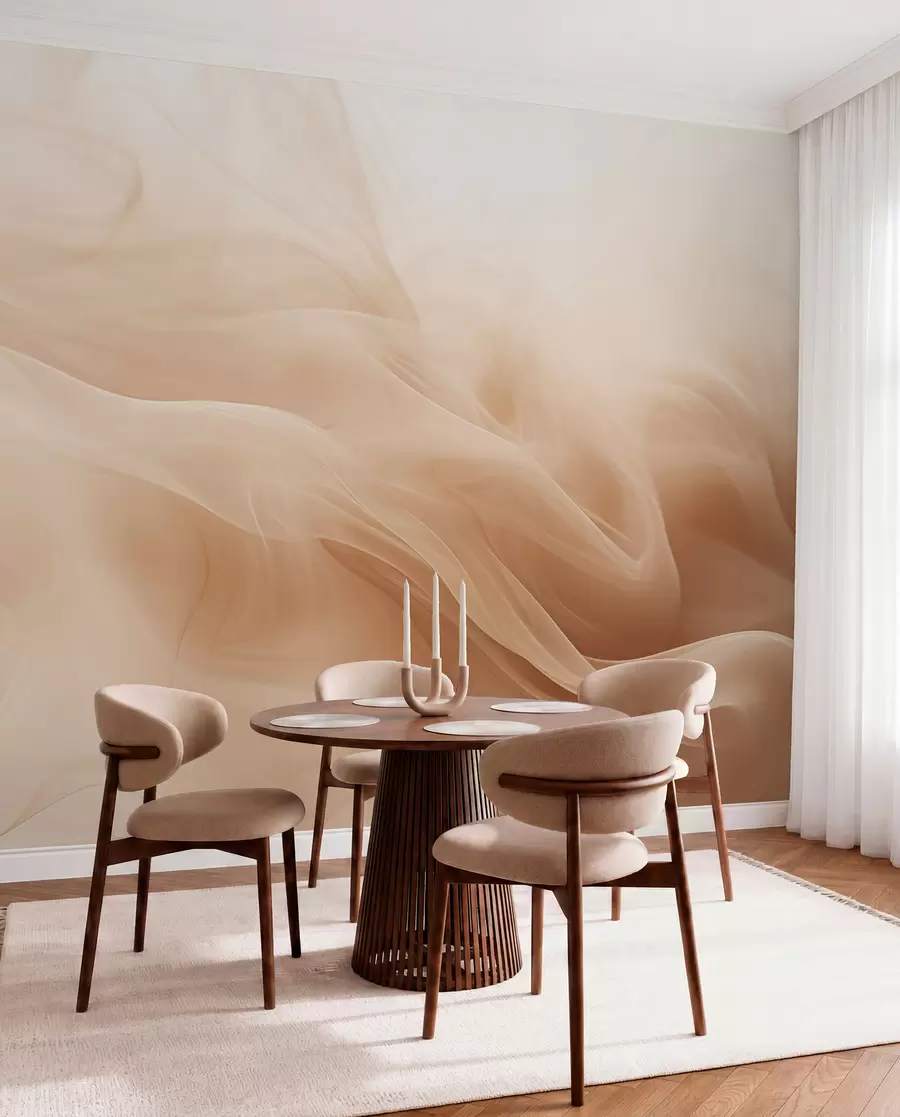 Wall Mural Photo Wallpaper Beige smoky waves in abstract style w09273