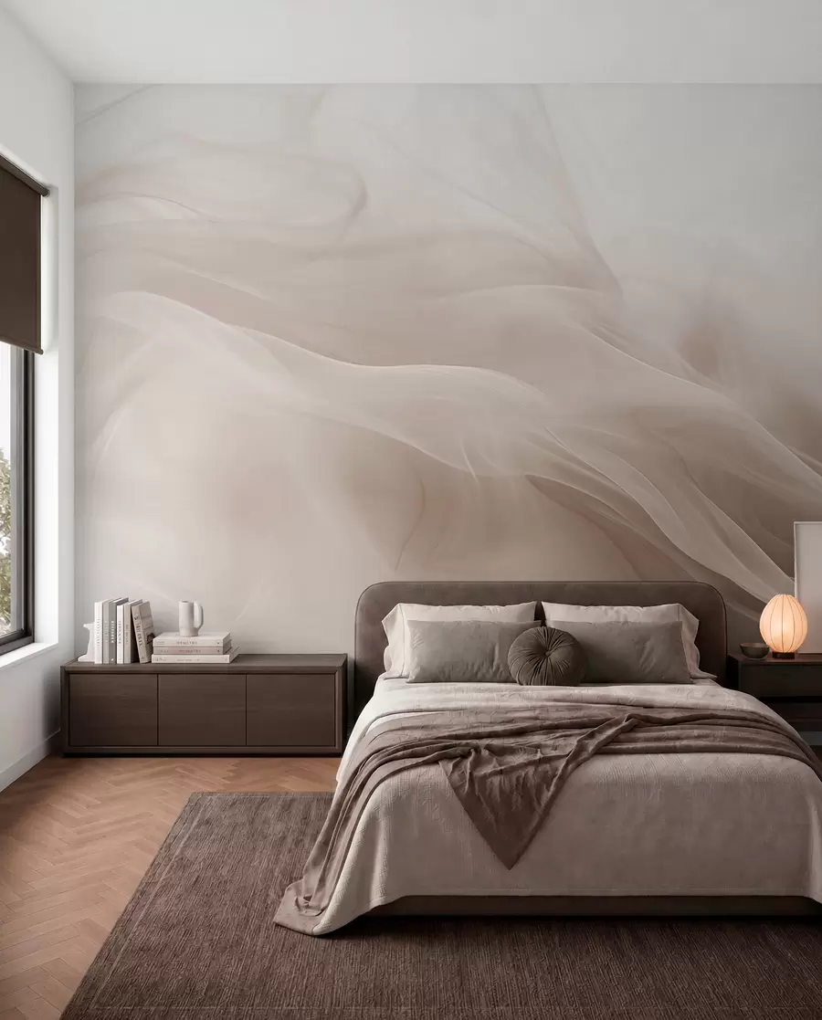 Wall Mural Photo Wallpaper Soft beige smoky waves in abstract style w09273v1