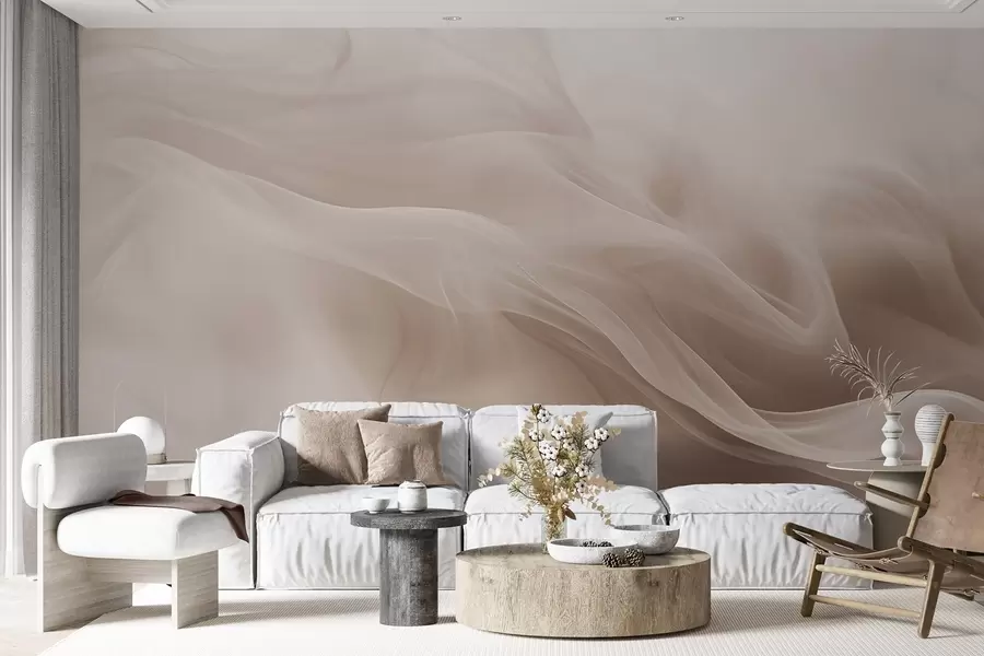 Wall Mural Photo Wallpaper Soft beige smoky waves in abstract style w09273v1