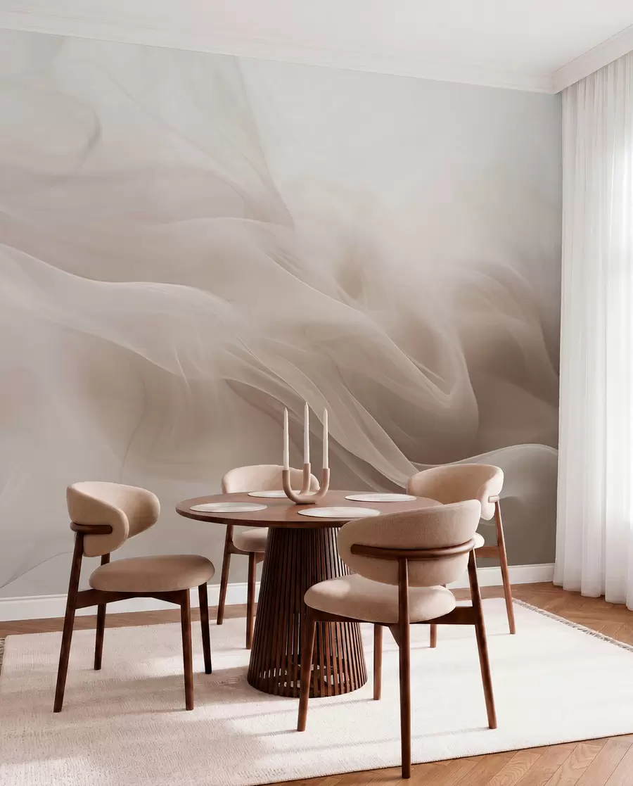 Wall Mural Photo Wallpaper Soft beige smoky waves in abstract style w09273v1